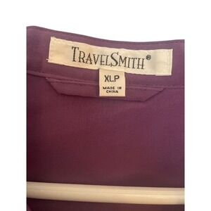 TravelSmith Blouse Mandarin Collar Long Sleeve Plum Purple Top XLP